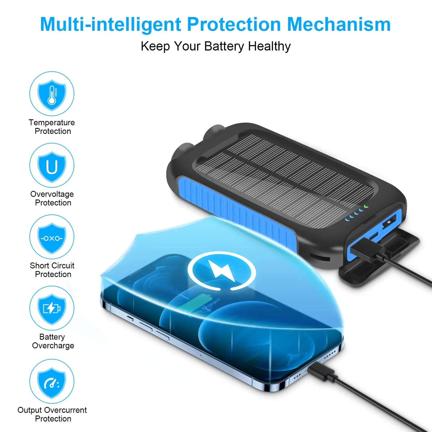 Solar Outdoor Power Bank with LED Light – 10,000mAh