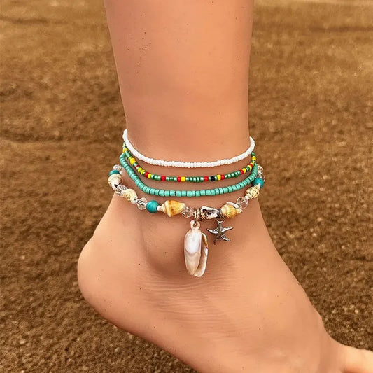 Boho Shell Anklet Set