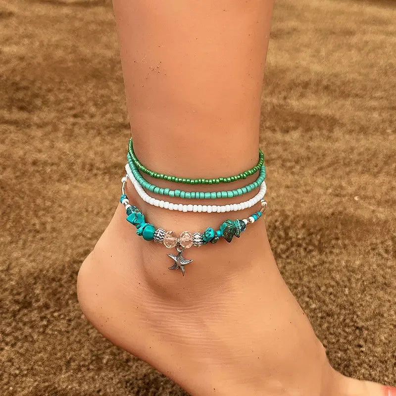 Boho Shell Anklet Set