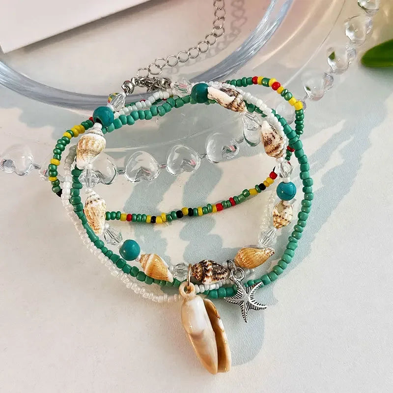 Boho Shell Anklet Set
