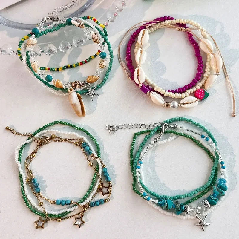 Boho Shell Anklet Set